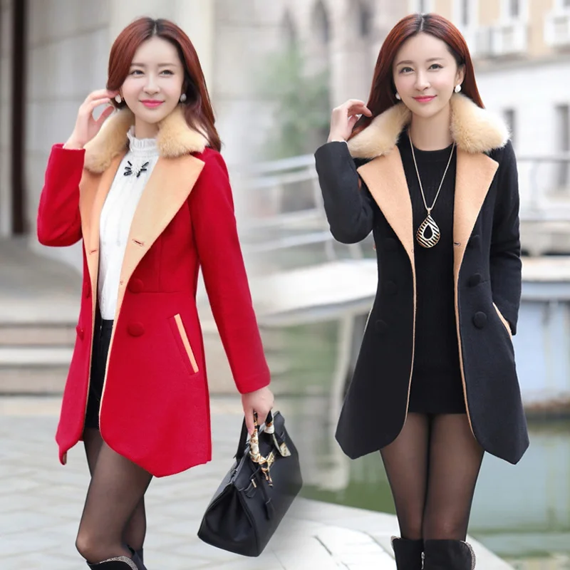 Women Woolen coat female long section winter new slim slimming large fur collar double-breasted plus cotton thick woolen coat
Women Woolen coat female long section winter new slim slimming large fur collar double-breasted plus cotton thick woolen coat