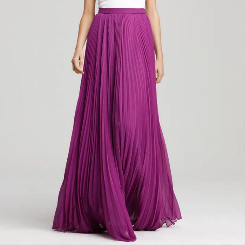Elegant Long Skirt Purple Skirt Pleated Maxi Zipper Style Winter Skirt Women High Quality Fabric Chiffon Dress Saia Longa Faldas
Elegant Long Skirt Purple Skirt Pleated Maxi Zipper Style Winter Skirt Women High Quality Fabric Chiffon Dress Saia Longa Faldas