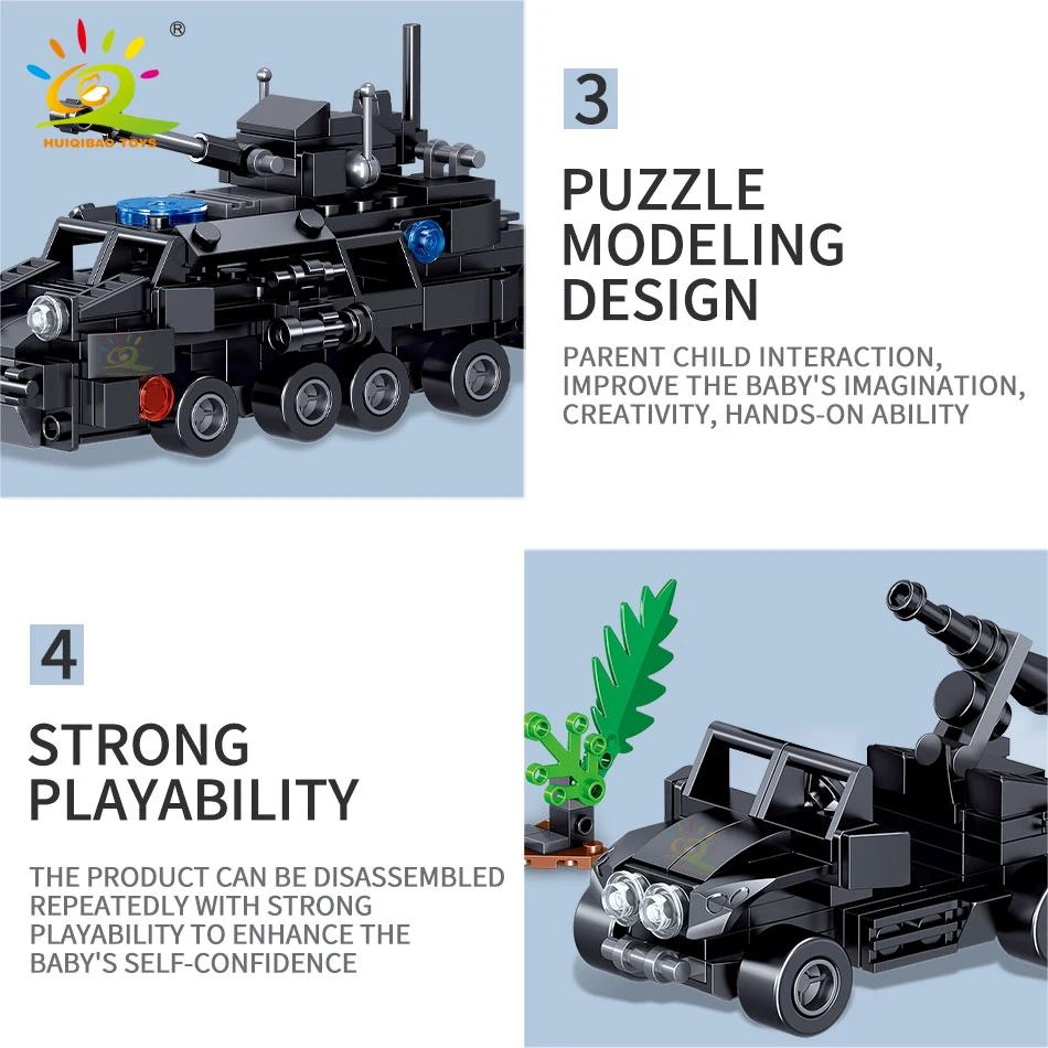HUIQIBAO 434pcs 4in1 Special Swat Vehicle Building Blocks City Police Truck Bricks Car Policeman Educational Toys for Children
HUIQIBAO 434pcs 4in1 Special Swat Vehicle Building Blocks City Police Truck Bricks Car Policeman Educational Toys for Children