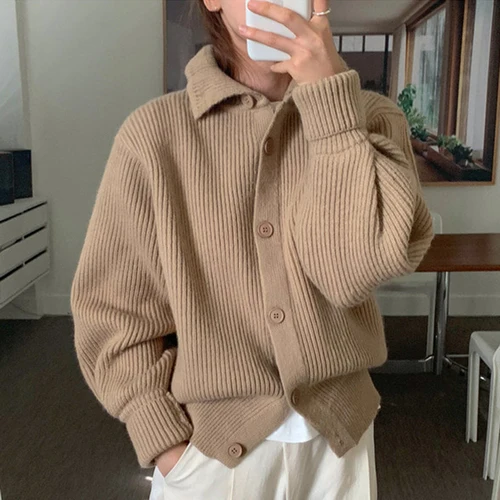 Korean Fashion Chic Autumn and Winter Lapel Cardigan Single-breasted Casual All-match Blouse Loose Knit Sweater Women Cardigan
Korean Fashion Chic Autumn and Winter Lapel Cardigan Single-breasted Casual All-match Blouse Loose Knit Sweater Women Cardigan
