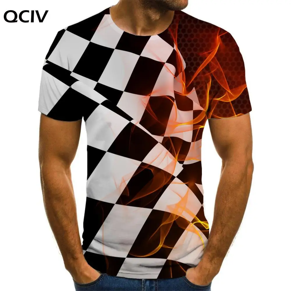 

QCIV Brand Geometry T-shirt Men Black And White Tshirt Printed Flame T-shirts 3d Abstraction Anime Clothes Mens Clothing summer