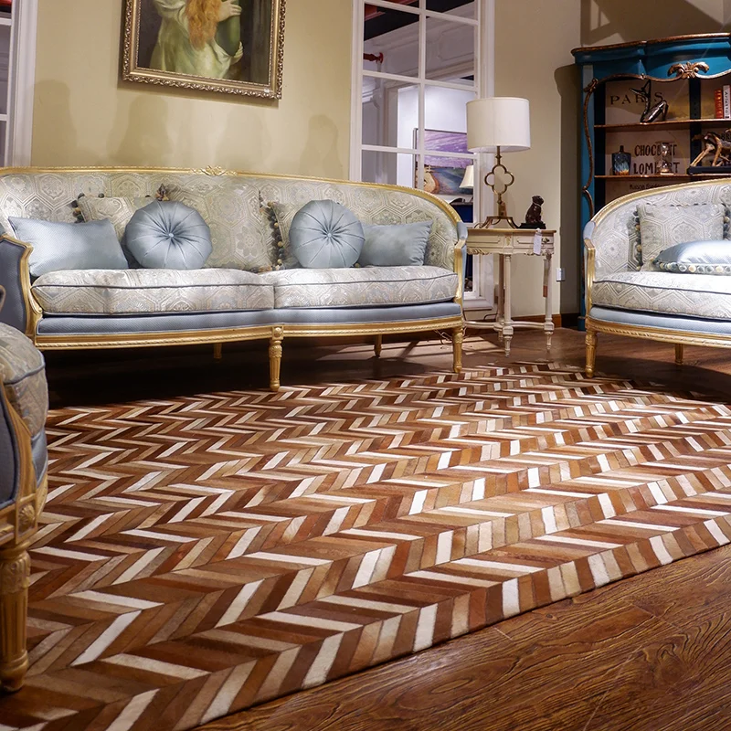 Mosaic Cowhide Pattern Brown Stripe Area Rugs and Carpets for Home Living Room Large Rectangle Cow Fur Rug Dedroom Decor
Mosaic Cowhide Pattern Brown Stripe Area Rugs and Carpets for Home Living Room Large Rectangle Cow Fur Rug Dedroom Decor