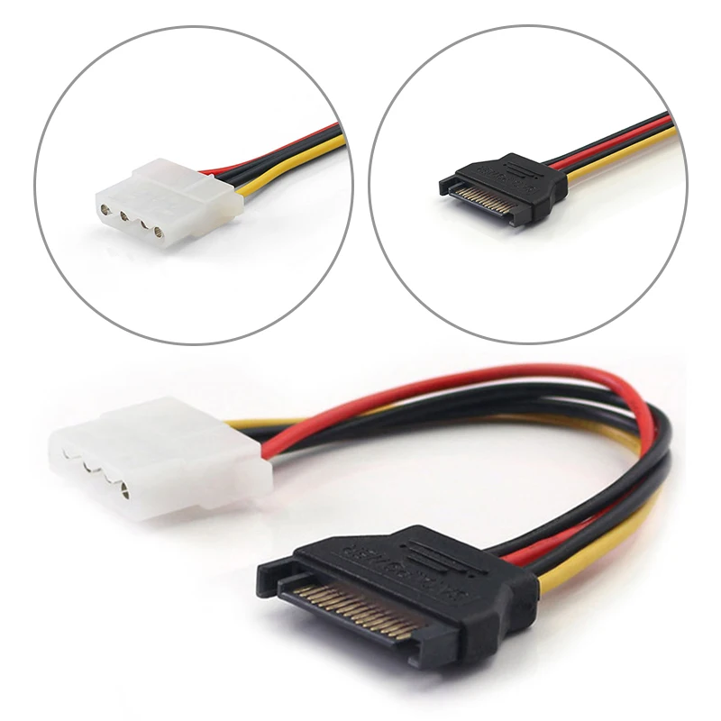 15-контактный SATA штекер на Molex IDE 4-контактный Женский адаптер удлинитель Кабель