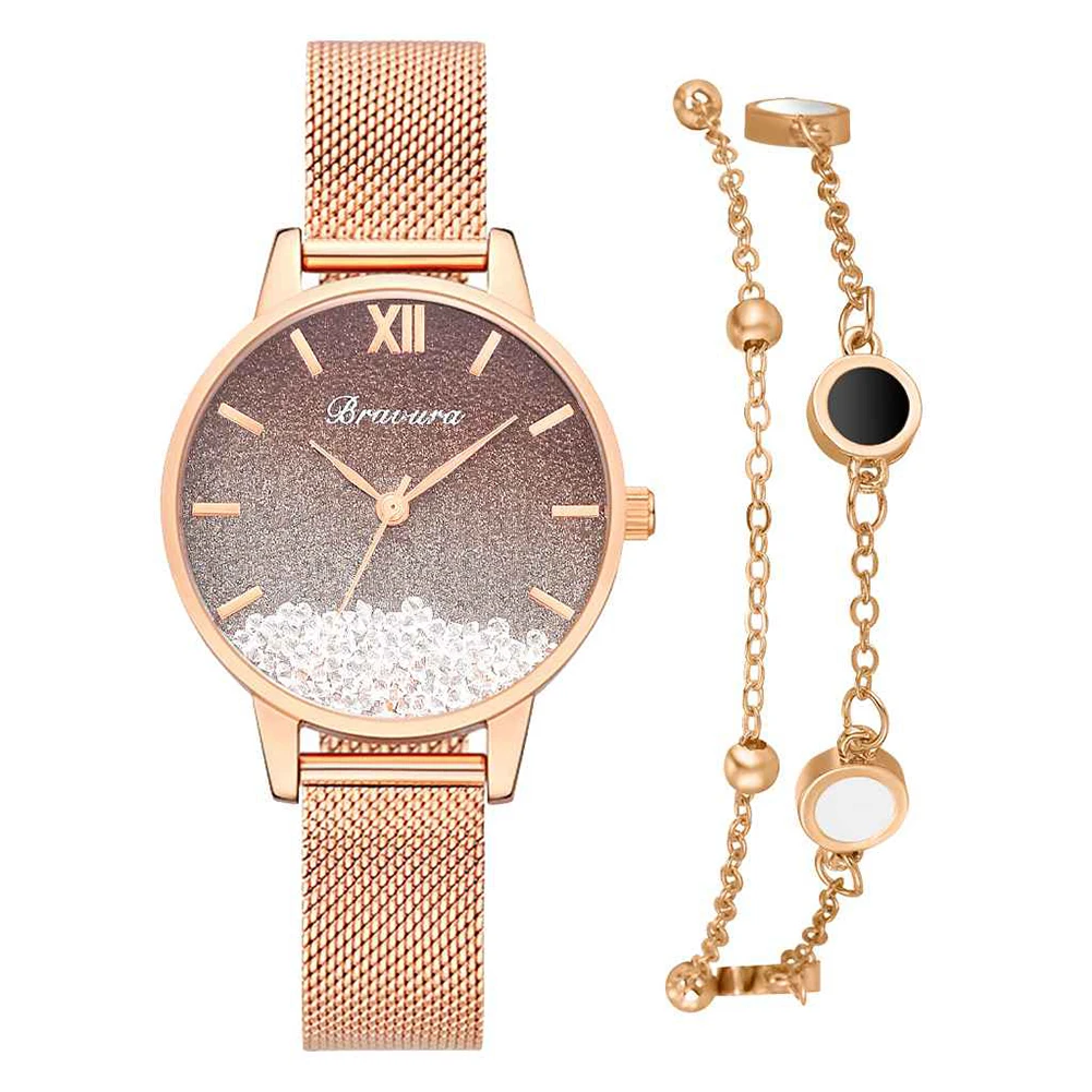 2pcs/Set Chic Women Fashion Mesh Strap Classic Texture Creative Design Quartz Analog Watch Ladies Elegant Bracelets
2pcs/Set Chic Women Fashion Mesh Strap Classic Texture Creative Design Quartz Analog Watch Ladies Elegant Bracelets