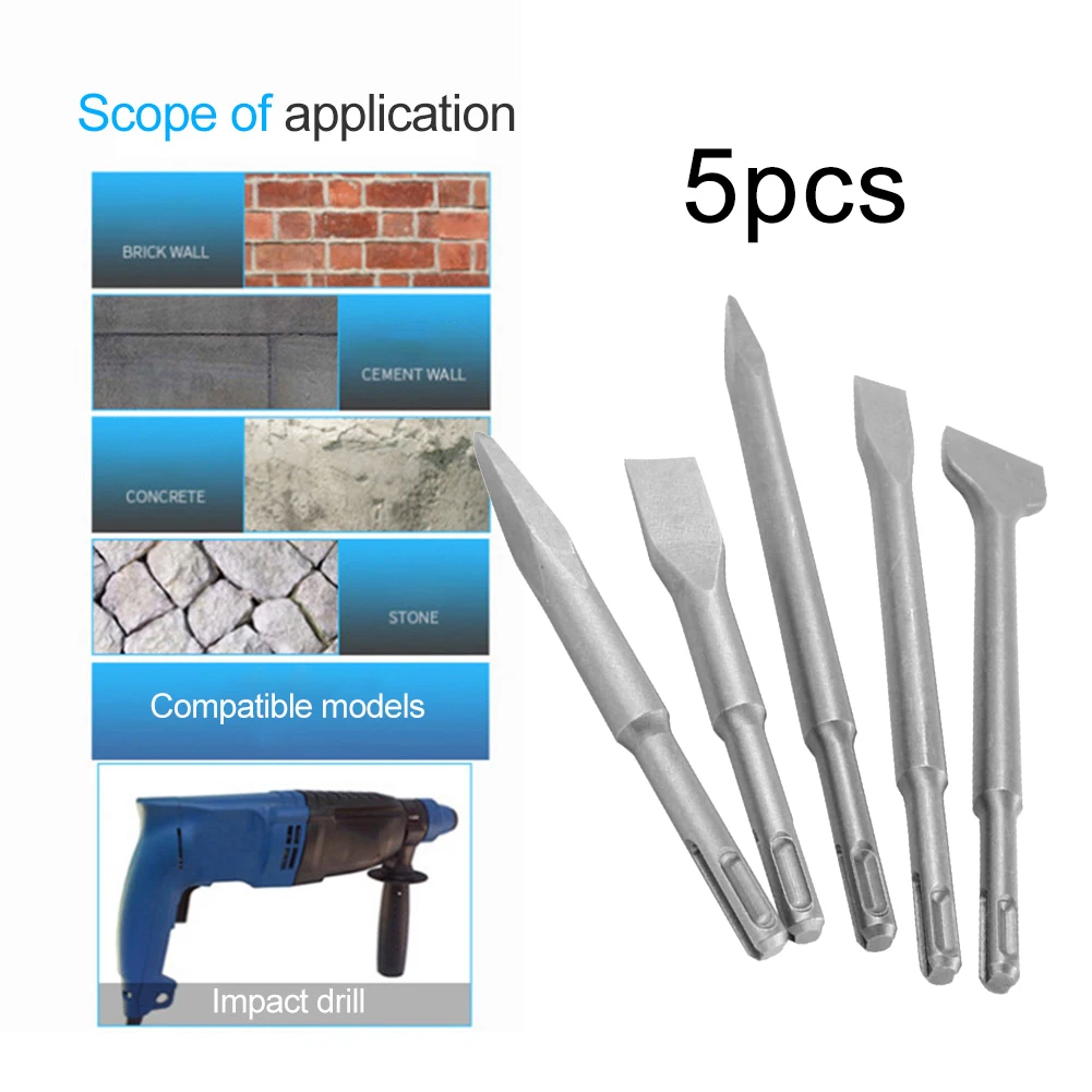 5Pcs Electric Hammer Drill Bits Chisel SDS Plus Rotary Hammer Bits Wall Concrete Drilling Tools Point Groove Gouge Flat Chisels
5Pcs Electric Hammer Drill Bits Chisel SDS Plus Rotary Hammer Bits Wall Concrete Drilling Tools Point Groove Gouge Flat Chisels
