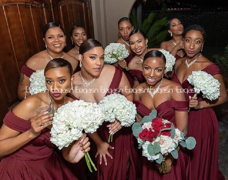 Cheap Burgundy Long Mermaid Bridesmaid Dresses Off Shoulder Pleated Satin Wedding Guest Dresses 2020 vestido longo madrinha
Cheap Burgundy Long Mermaid Bridesmaid Dresses Off Shoulder Pleated Satin Wedding Guest Dresses 2020 vestido longo madrinha
