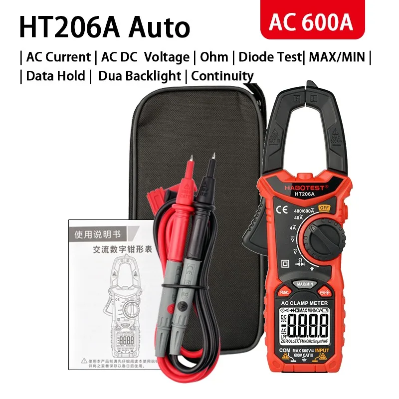 HABOTEST HT206 AC DC Digital Clamp Meter Quality True RMS High Precision NCV Ohm Hz Tester Digital Clamp Meter ABS LCD Display
HABOTEST HT206 AC DC Digital Clamp Meter Quality True RMS High Precision NCV Ohm Hz Tester Digital Clamp Meter ABS LCD Display