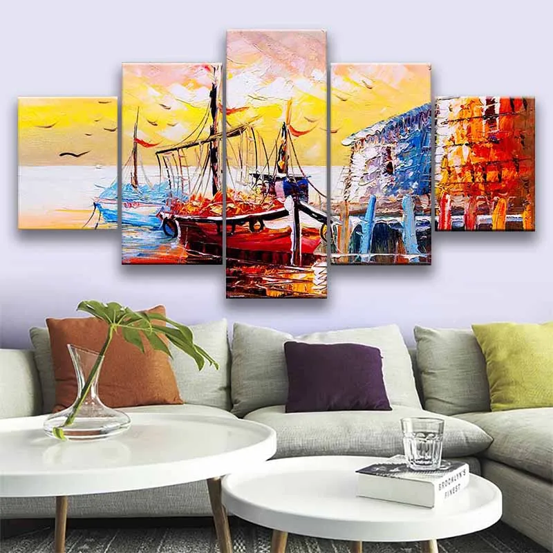5 Panels Sailing Ship Seascape Oil Canvas Painting Colorful Boat Posters and Prints Wall Picture Living Room Home Decor No Frame
5 Panels Sailing Ship Seascape Oil Canvas Painting Colorful Boat Posters and Prints Wall Picture Living Room Home Decor No Frame