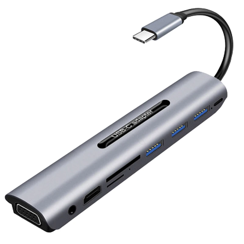 USB C док-станция Thunderbolt 3 Type-C к HDMI VGA TF SD карта с 5 AUX аудио Jack HD конвертер адаптер для