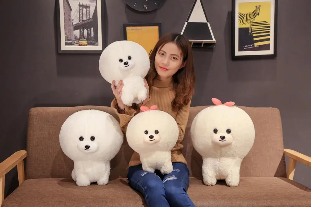 30/40cm Bichon Frise Plush Toy Cute Puppy Soft Stuffed Dog Simulation Pet Kawaii Fluffy Baby Doll Birthday Gift For Children | Игрушки и