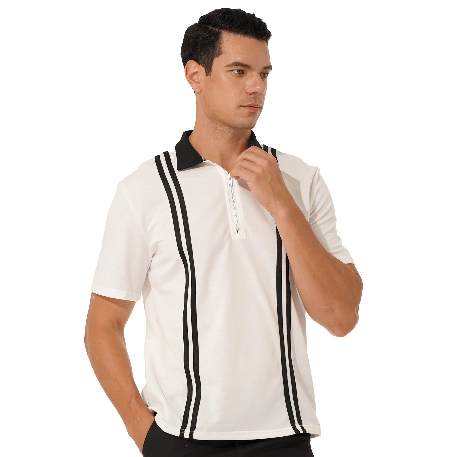 Men Korea Chic Casual Shirt Striped Zipper Polos T-shirt 2021 Summer Short Sleeve Tee Top Clothes Golf Tennis Badminton Pullvoer
Men Korea Chic Casual Shirt Striped Zipper Polos T-shirt 2021 Summer Short Sleeve Tee Top Clothes Golf Tennis Badminton Pullvoer
