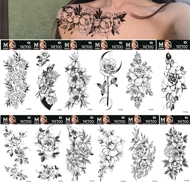 RON 15 Sheets Health Beauty Black Flower Rose Temporary Tattoos Flash Art Body Arm Women Sleeve Waterproof Fake Tattoo Sticker
RON 15 Sheets Health Beauty Black Flower Rose Temporary Tattoos Flash Art Body Arm Women Sleeve Waterproof Fake Tattoo Sticker