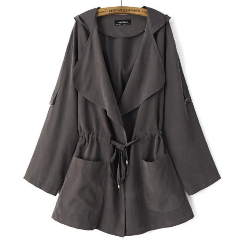 Women's Solid Trench Coat Autumn 2020 New Fashion Ladies Hooded Thin Windbreaker Mid-length Coat Casual Loose Streetwear Coats
Women's Solid Trench Coat Autumn 2020 New Fashion Ladies Hooded Thin Windbreaker Mid-length Coat Casual Loose Streetwear Coats