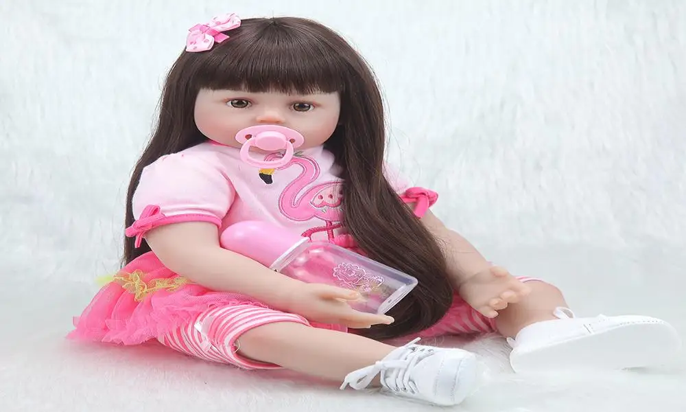New fashion 55cm Silicone vinyl long hair cotton body newborn reborn doll menina de silicone Best birthday gift
New fashion 55cm Silicone vinyl long hair cotton body newborn reborn doll menina de silicone Best birthday gift