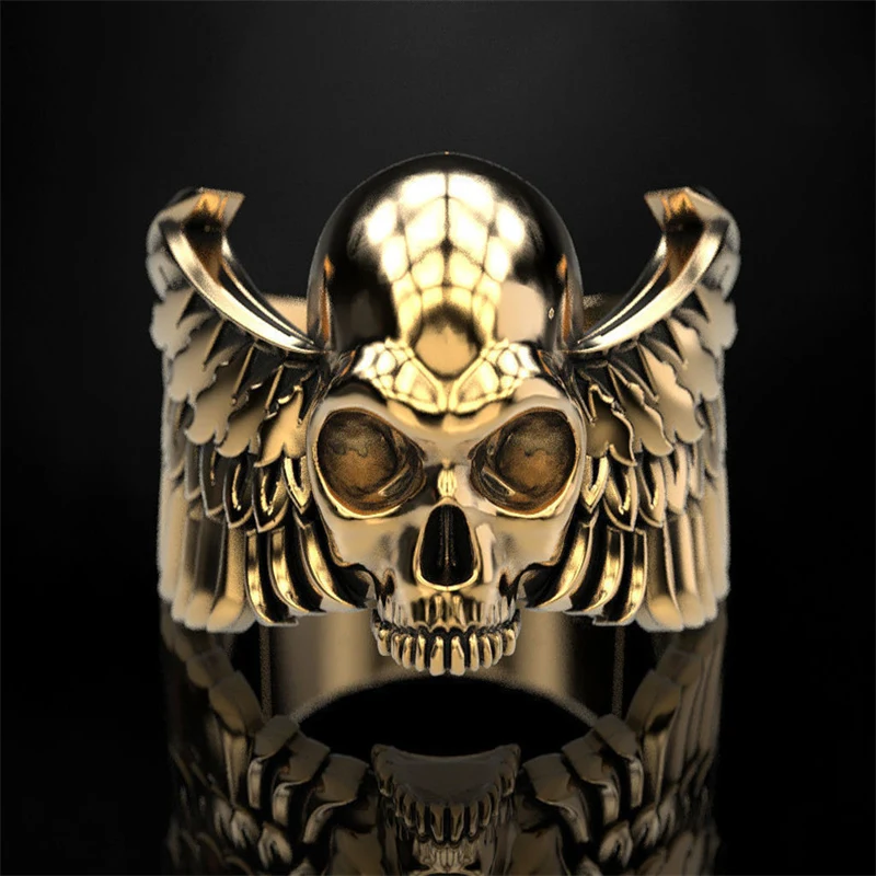 2021 Europe and the United States New Devil Wings Skull Men's Ring Personality punk trend gold and silver men's ring wholesale
2021 Europe and the United States New Devil Wings Skull Men's Ring Personality punk trend gold and silver men's ring wholesale