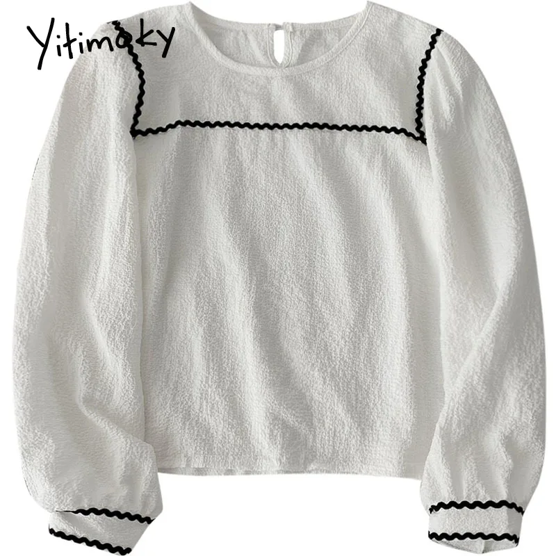 Yitimoky Women Shirts White Long Sleeve Blouse Korean Fashion Ladies Top Solid O-Neck Casual Folds Chiffon Shirts 2021 Spring
Yitimoky Women Shirts White Long Sleeve Blouse Korean Fashion Ladies Top Solid O-Neck Casual Folds Chiffon Shirts 2021 Spring