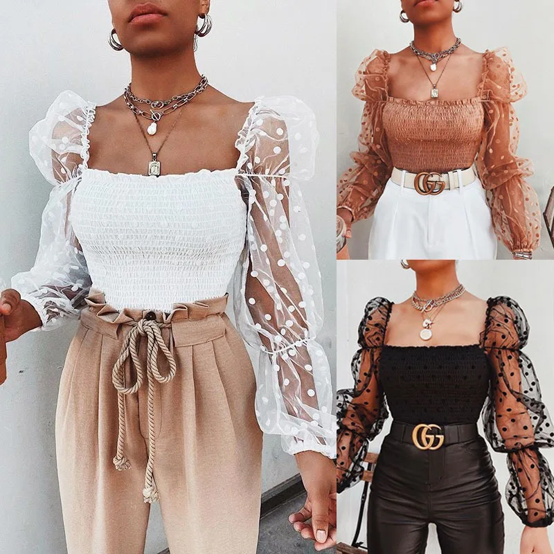 Gauze Puff Sleeve Off Shoulder Short One-shoulder Tops for Women Fashion Sexy Long Sleeve Square Collar Top
Gauze Puff Sleeve Off Shoulder Short One-shoulder Tops for Women Fashion Sexy Long Sleeve Square Collar Top