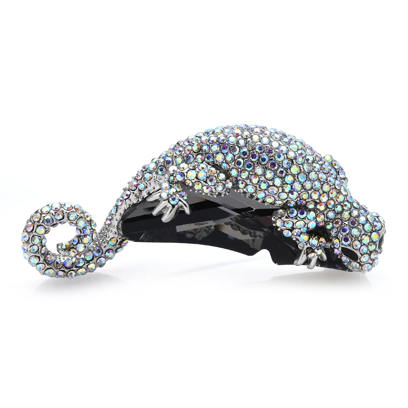 

Wuli&baby Crystal Lizard Brooches For Women Men 2-color Sparkling Rhinestone Gecko Animal Party Office Brooch Pin Gifts