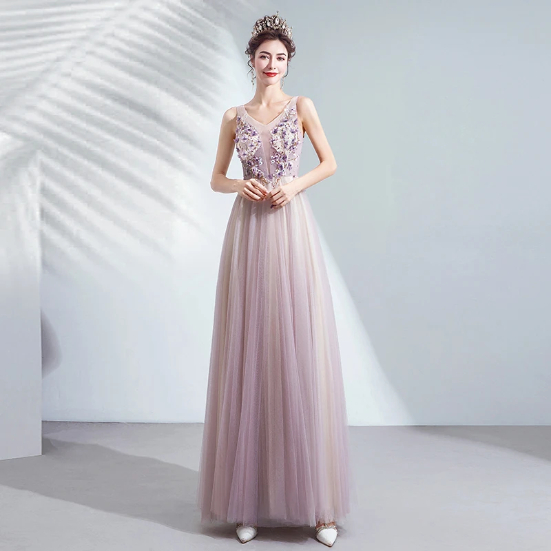 Evening Dresses Illusion A-Line V-Neck Sleeveless Appliques Beading Sequined Backless Lace Tulle Purple Women Formal Gown TS014
Evening Dresses Illusion A-Line V-Neck Sleeveless Appliques Beading Sequined Backless Lace Tulle Purple Women Formal Gown TS014