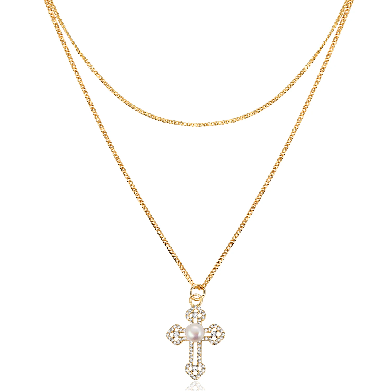 Cross Layered Necklaces with Freshwater Pearl Clear Zircon Faith Pendant Gold Plated Chain Choker Necklaces Women Jewelry
Cross Layered Necklaces with Freshwater Pearl Clear Zircon Faith Pendant Gold Plated Chain Choker Necklaces Women Jewelry