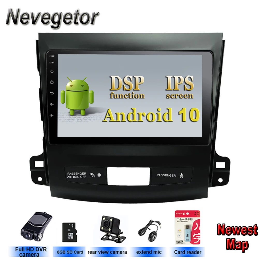 Автомобильный мультимедийный плеер IPS android 10 для Mitsubishi Outlander 2007 2012 автомобильный