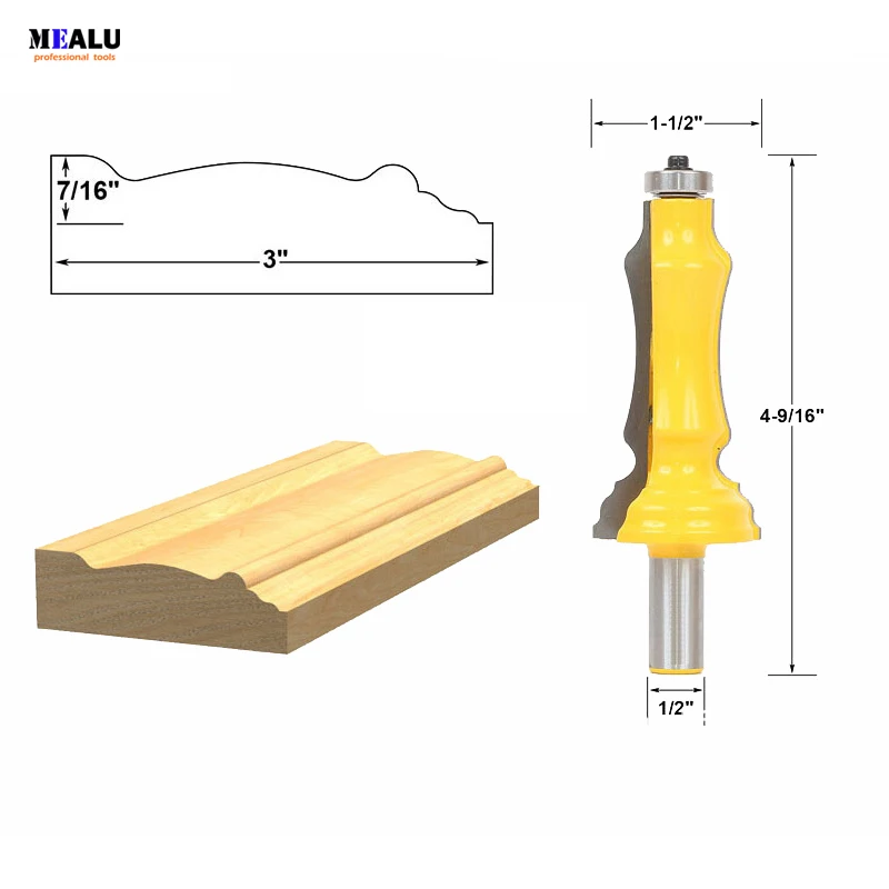 1PC 1/2 Shank Milling Cutter Wood Carving Door Window Line Casing Router Bit Woodworking Milling Cutter Wood Tungsten
1PC 1/2 Shank Milling Cutter Wood Carving Door Window Line Casing Router Bit Woodworking Milling Cutter Wood Tungsten