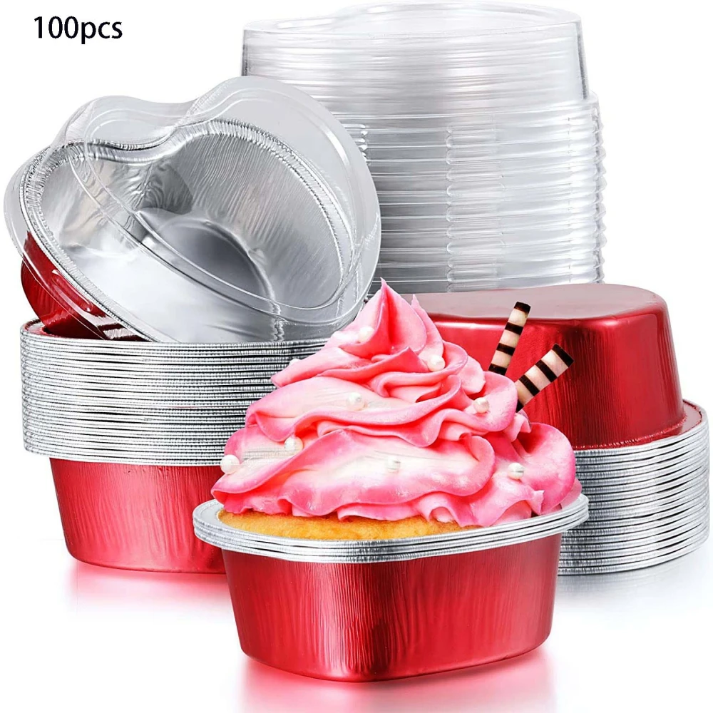 100pcs Heart-shaped Tin Foil Aluminum Foil Pudding Cup For Kitchen Silicone Diy Baking Cake Mould Cake Cup Valentine's Day
100pcs Heart-shaped Tin Foil Aluminum Foil Pudding Cup For Kitchen Silicone Diy Baking Cake Mould Cake Cup Valentine's Day