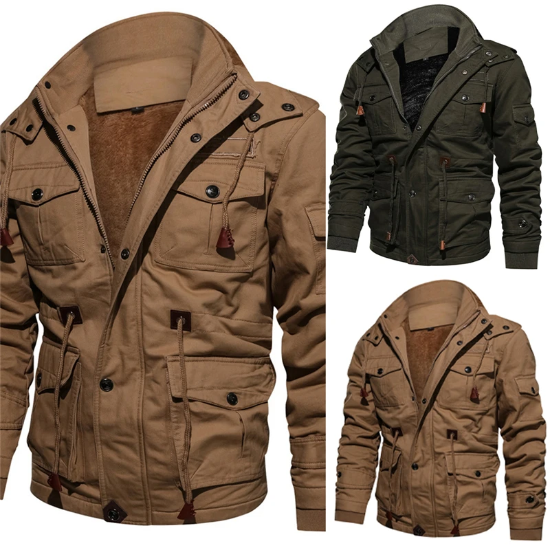 Winter Parkas Mens Casual Thick Warm Bomber Jacket Mens Outwear Fleece Hooded Multi-pocket Tactical Military Jackets Overcoat
Winter Parkas Mens Casual Thick Warm Bomber Jacket Mens Outwear Fleece Hooded Multi-pocket Tactical Military Jackets Overcoat