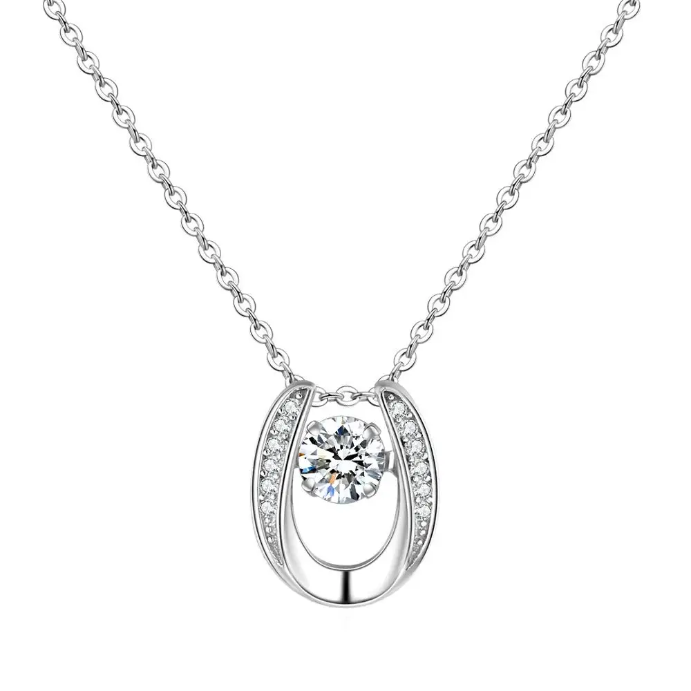 Simple Jumping U Letter Pendant Necklace Exquisite Silver Color Chain Beating Heart Zircon Necklaces Japan Jewelery for Women | Украшения и