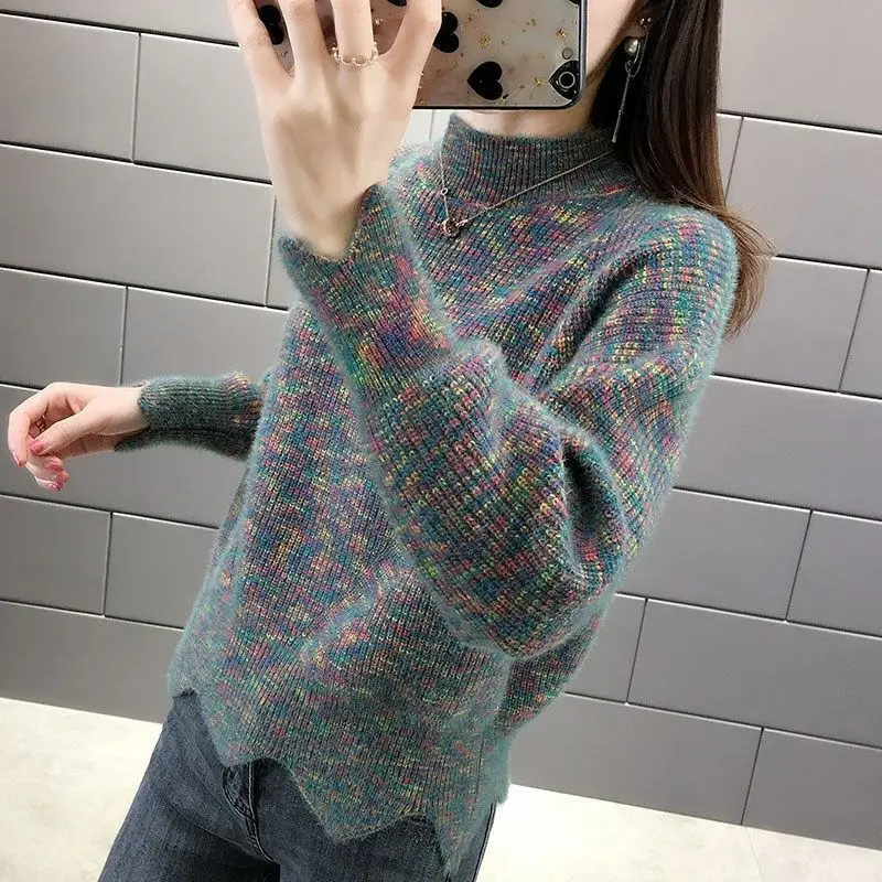 2021 New Fashion Korean Half Turtleneck Faux Mink Fleece Knit Sweater Women Thick Pullovers Bottoming Casual Warm Sweater KW1019
2021 New Fashion Korean Half Turtleneck Faux Mink Fleece Knit Sweater Women Thick Pullovers Bottoming Casual Warm Sweater KW1019
