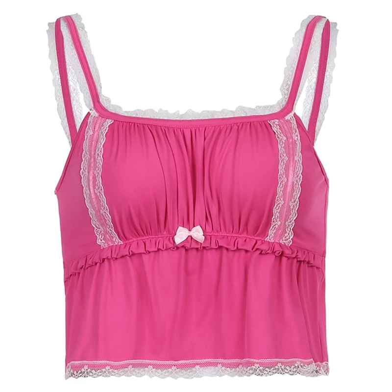 X5XD Women Sexy Spaghetti Strap Pink Crop Top Sweet Lace Trim Bowknot Slim Camisole Harajuku Ruched Chest Vest Streetwear
X5XD Women Sexy Spaghetti Strap Pink Crop Top Sweet Lace Trim Bowknot Slim Camisole Harajuku Ruched Chest Vest Streetwear