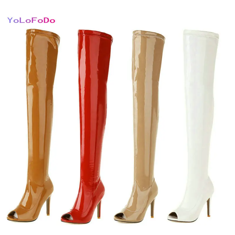 Patent PU Leather Women Over the Knee Boots Fashion Peep Toe Thin High Heel Women Nightclub Boots Spring Autumn Woman's Shoes
Patent PU Leather Women Over the Knee Boots Fashion Peep Toe Thin High Heel Women Nightclub Boots Spring Autumn Woman's Shoes