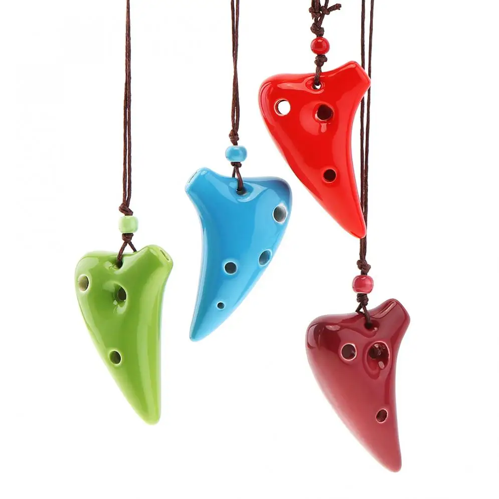 

Mini Professional 6 Holes Alto Ocarina Ceramic Tone C Necklace Flute Ocarina Instrument with Hang Rope 4 Colours Optional