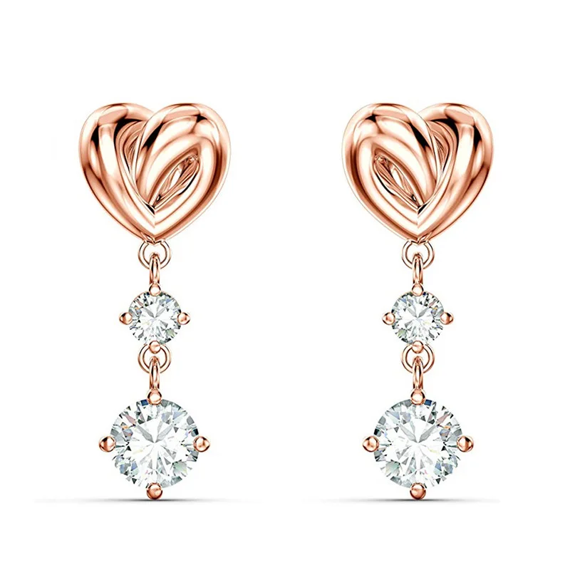 YH-ZL Luxury Female White Crystal Drop Earrings Rose Gold Color Dangle Earrings Dainty Heart Earrings For Women
YH-ZL Luxury Female White Crystal Drop Earrings Rose Gold Color Dangle Earrings Dainty Heart Earrings For Women