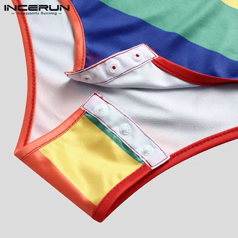 Colorful Striped Romper Camisetas Fitness T-Shirts INCERUN Men Bodysuit T Shirts Fashion Short Sleeve Round Neck Tee Tops 5XL 7
Colorful Striped Romper Camisetas Fitness T-Shirts INCERUN Men Bodysuit T Shirts Fashion Short Sleeve Round Neck Tee Tops 5XL 7