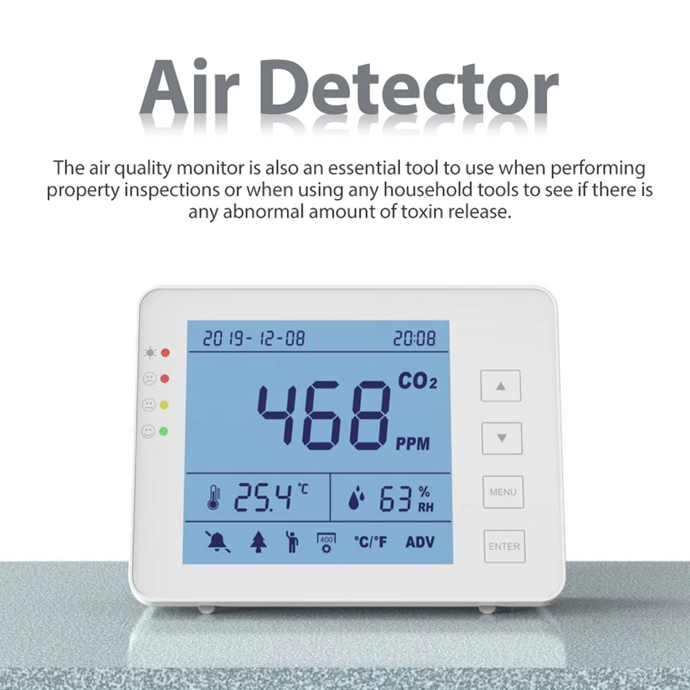 

Портативный многофункциональный домашний датчик CO2, умный датчик качества воздуха, домашний монитор загрязнения воздуха