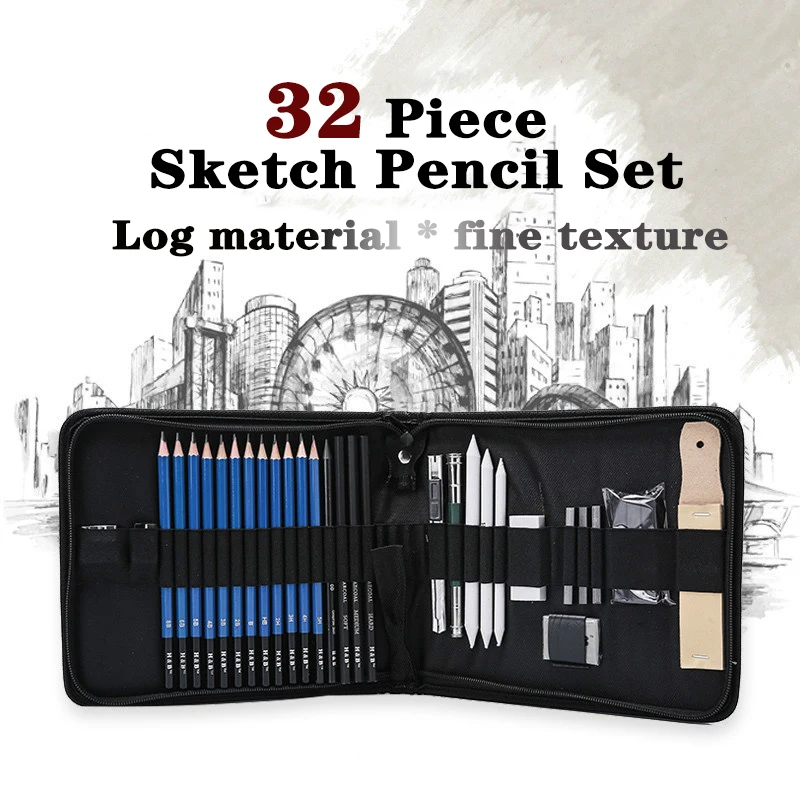32pcs Professional Sketching Drawing Pencil Set Graphite Charcoal Pencils Kit Carrying Bag Art Students Painting School Supplies
32pcs Professional Sketching Drawing Pencil Set Graphite Charcoal Pencils Kit Carrying Bag Art Students Painting School Supplies