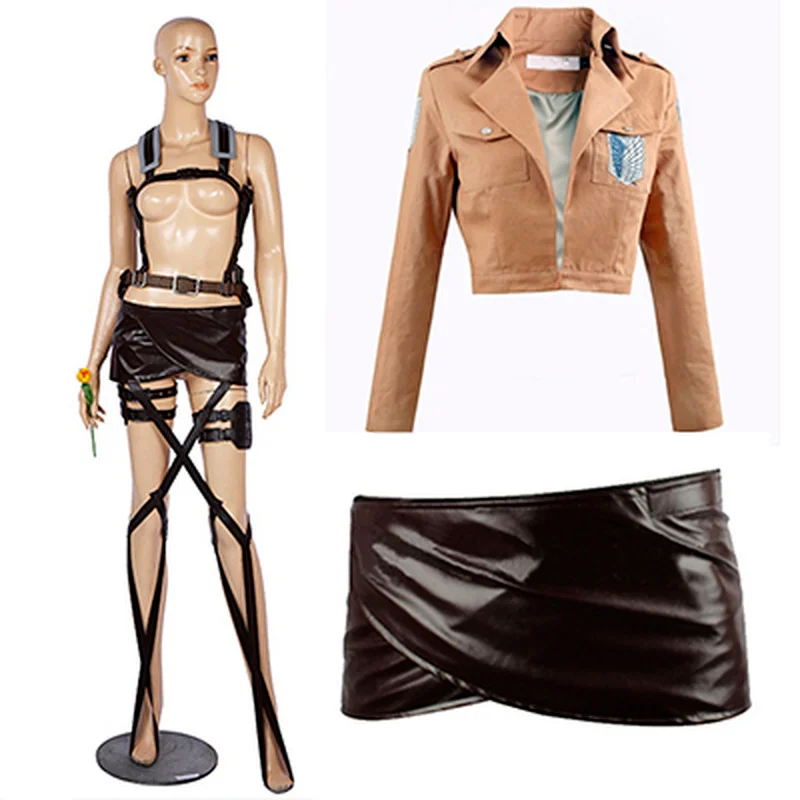 Wholesale Attack on Titan Cosplay Shingeki no Kyojin Jacket Recon Corps Leather Skirt Hookshot Belt Suspenders Ackerman Costume
Wholesale Attack on Titan Cosplay Shingeki no Kyojin Jacket Recon Corps Leather Skirt Hookshot Belt Suspenders Ackerman Costume