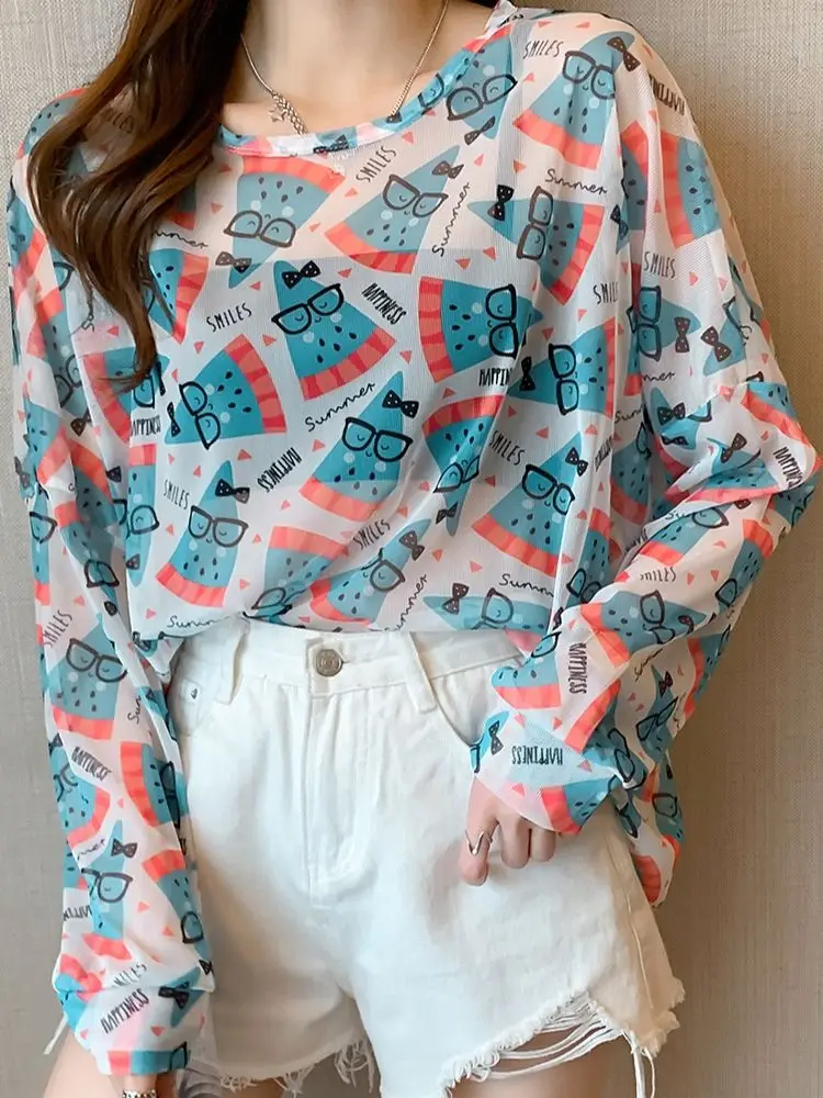 Oteele Women T-shirt 2021 Summer O-Neck Cartoon Pattern Thin Loose Tops Casual Full Sleeve Polyester Shirts Office Laddy
Oteele Women T-shirt 2021 Summer O-Neck Cartoon Pattern Thin Loose Tops Casual Full Sleeve Polyester Shirts Office Laddy