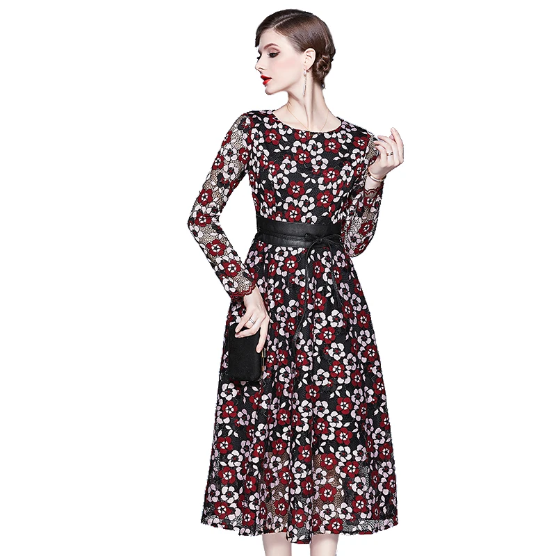 autumn casual style long dress women full sleeves O -neck high waist belted A-Line fashion elegant party office vestidos
autumn casual style long dress women full sleeves O -neck high waist belted A-Line fashion elegant party office vestidos