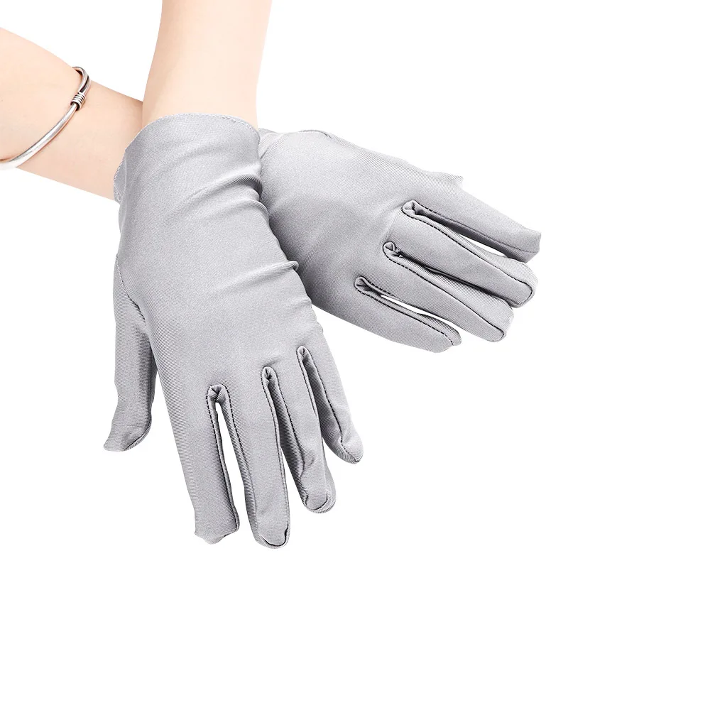 

Women Full Finger Wrist Gloves Lady Satin Smooth Evening Party Formal Stretch Gloves Prom Etiquette Gloves guantes