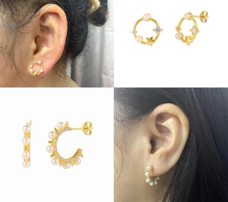 Geometric Pearls Stud Earrings for Women Sterling Silver C Shape Earrings Jewelry Lovely Star Pendientes Christmas Gift fashion
Geometric Pearls Stud Earrings for Women Sterling Silver C Shape Earrings Jewelry Lovely Star Pendientes Christmas Gift fashion