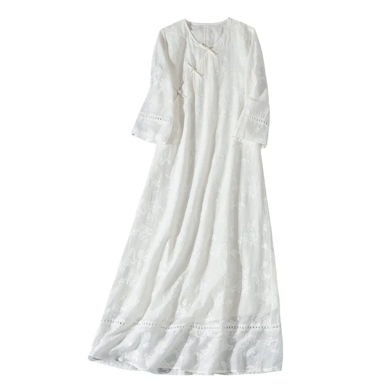 2021 Spring and Summer Improved Hanfu V-neck Applique Tencel Full Embroidery 3/4 Sleeve Midi Dress
2021 Spring and Summer Improved Hanfu V-neck Applique Tencel Full Embroidery 3/4 Sleeve Midi Dress