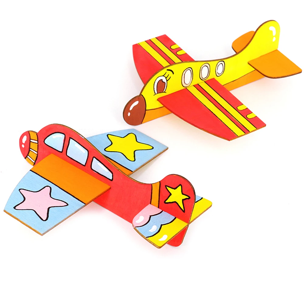 

Деревянная игрушка DIY родитель-ребенок интерактивные игрушки пустой самолет модель детского сада детская граффити головоломки для детей