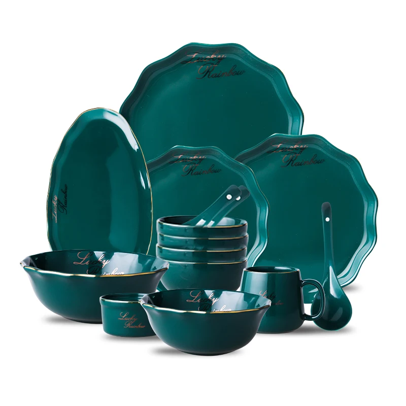 New Green Gold Ceramic Dessert Plate Dish Porcelain Family Dinner Bowl Soup Salad plateNordic Luxury Style Dinner Tableware Set
New Green Gold Ceramic Dessert Plate Dish Porcelain Family Dinner Bowl Soup Salad plateNordic Luxury Style Dinner Tableware Set