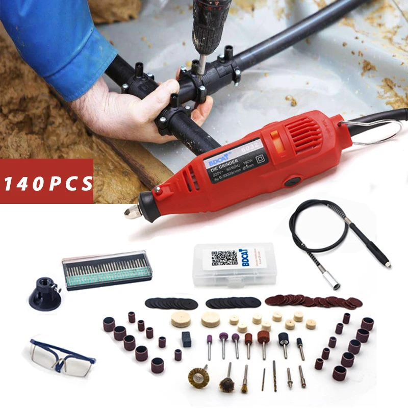 BDCAT 180w engraver Electric Dremel Rotary Tool Variable Speed Mini Drill Grinding tools with 140pcs Power Tools accessories
BDCAT 180w engraver Electric Dremel Rotary Tool Variable Speed Mini Drill Grinding tools with 140pcs Power Tools accessories