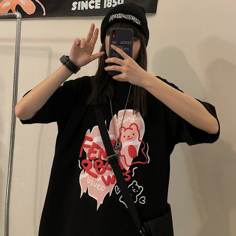 Spring Summer Men's Women's T-shirts Loose Casual Couple T-shirts Japanese Style Tops Hip Hop Streetwear Printed Clothing 2021
Spring Summer Men's Women's T-shirts Loose Casual Couple T-shirts Japanese Style Tops Hip Hop Streetwear Printed Clothing 2021