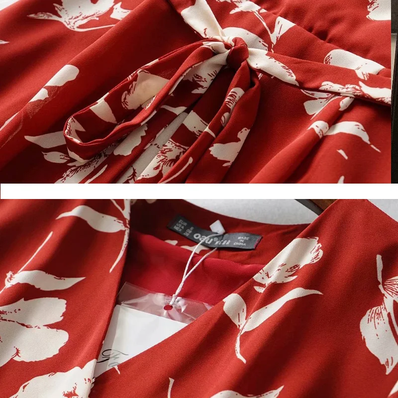 Vintage Women V-neck Midi dress with sashes Summer Red print Short sleeve pleated dresses 2020 Autumn Party vestidos YNZZU YD451
Vintage Women V-neck Midi dress with sashes Summer Red print Short sleeve pleated dresses 2020 Autumn Party vestidos YNZZU YD451