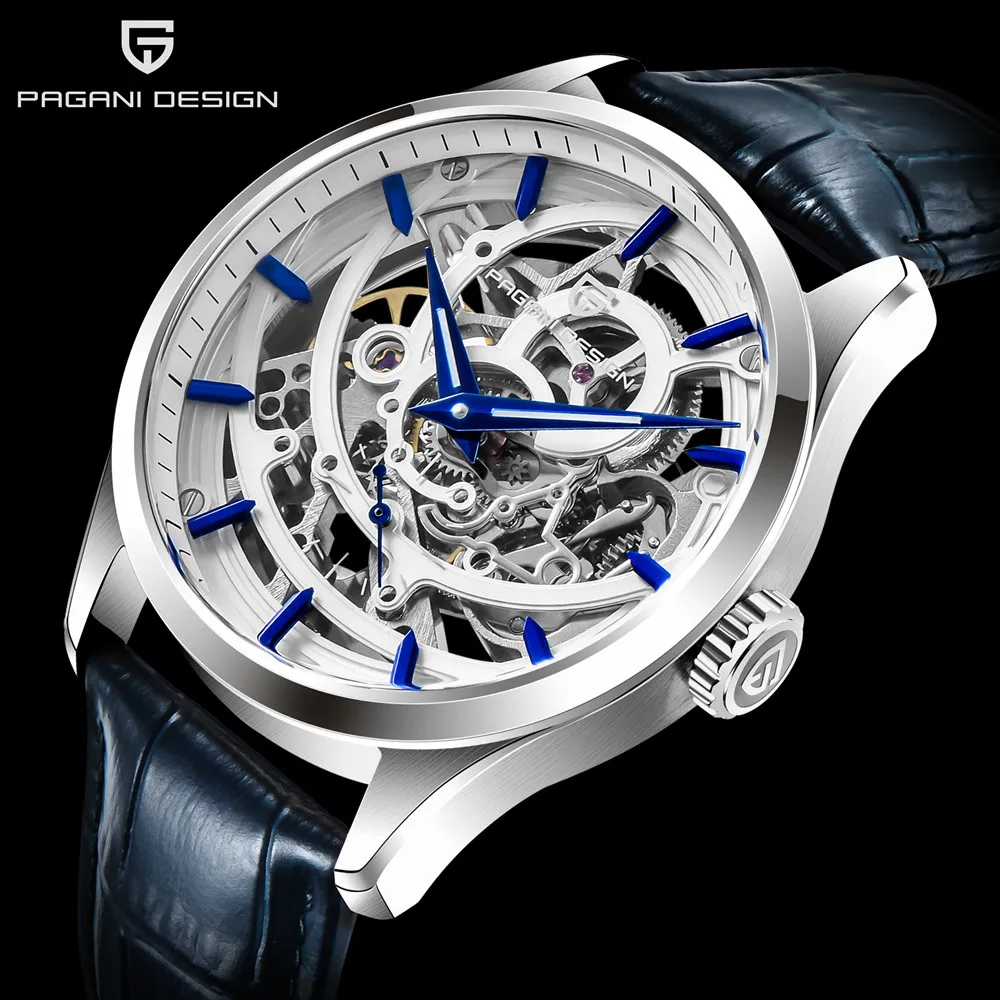 2020 PAGANI DESIGN Brand Fashion Leather Blue Watch Men Automatic Mechanical Skeleton Waterproof Watches Relogio Masculino Box
2020 PAGANI DESIGN Brand Fashion Leather Blue Watch Men Automatic Mechanical Skeleton Waterproof Watches Relogio Masculino Box