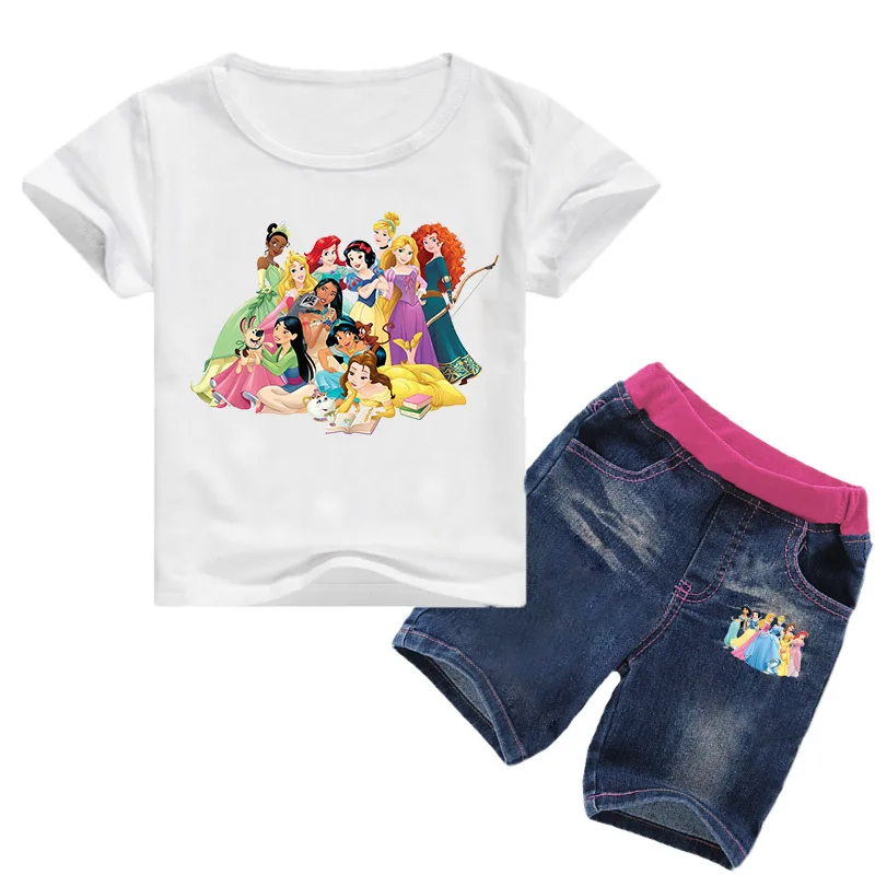 2020 Summer girls O-Neck top cartoon Short cute printing children's clothing jeans set 0415
2020 Summer girls O-Neck top cartoon Short cute printing children's clothing jeans set 0415